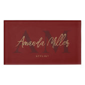 Beruflich dunkelrote, moderne, kundenspezifische M Namenschild (Vorderseite)