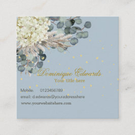 Beruflich Dusty Blue Gold Floral Chic Quadratische Visitenkarte