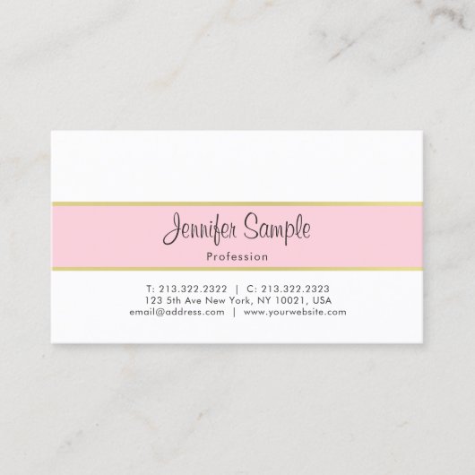 Beruflich Einfache Elegante Rosa Gold Schlicht Tre Visitenkarte (Vorderseite)