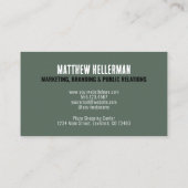 Beruflich-Einfache grüne Monogramm Visitenkarte (Rückseite)