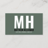 Beruflich-Einfache grüne Monogramm Visitenkarte (Vorderseite)