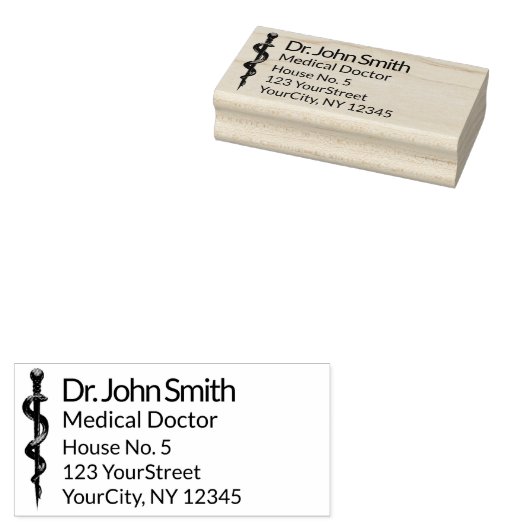 Beruflich Einfaches Asclepius Medizinisches Schwar Gummistempel (Stempel)