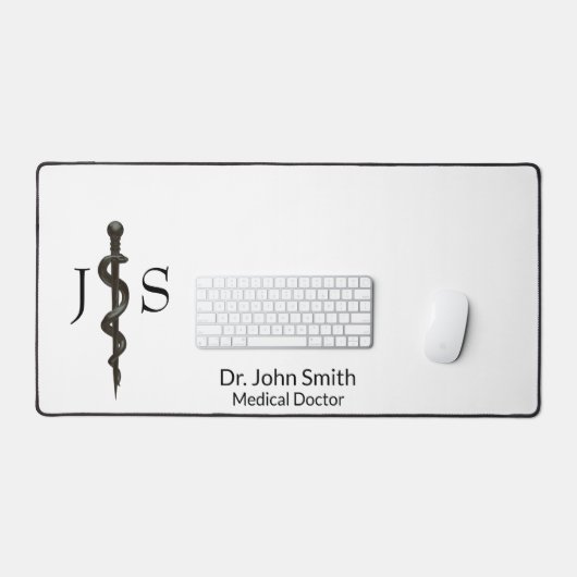 Beruflich Einfaches Asclepius Schwarz-weiß Schreibtischunterlage (Tastatur & Maus)
