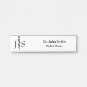 Beruflich Einfaches Asclepius Schwarz-weiß Türschild (Vorderseite )