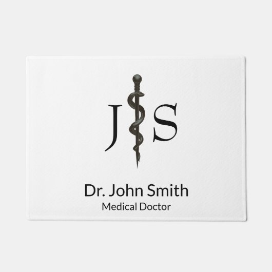 Beruflich Einfaches medizinisches Asclepius Schwar Fußmatte (Vorderseite)