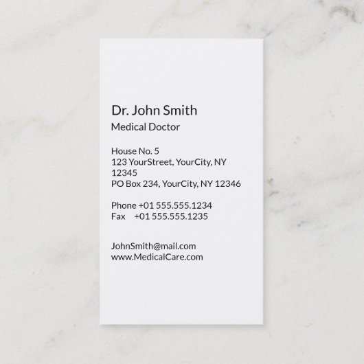 Beruflich Einfaches medizinisches Asclepius Schwar Visitenkarte (Rückseite)