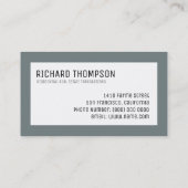 Beruflich & elegant, graue Grenze, minimalistisch Visitenkarte (Rückseite)