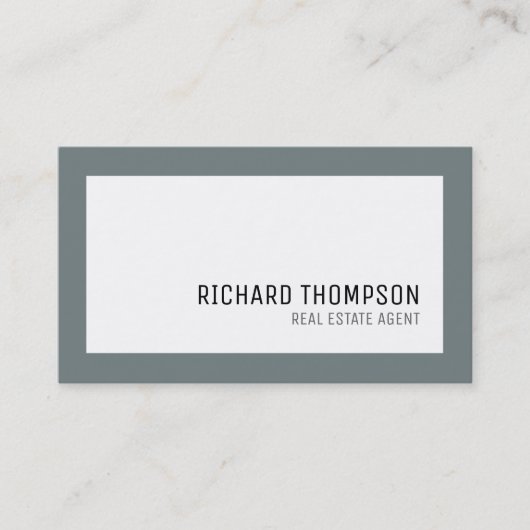 Beruflich & elegant, graue Grenze, minimalistisch Visitenkarte (Vorderseite)