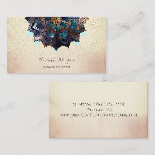 Beruflich Elegant Mandala, Confetti Yoga Visitenkarte (Vorne/Hinten)