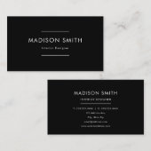 Beruflich Elegant Minimal Schwarz & Weiß Visitenkarte (Vorne/Hinten)