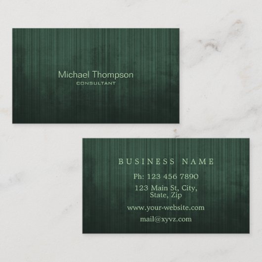 Beruflich Elegant Modernes Grünes Schwarzes rustik Visitenkarte (Vorne/Hinten)