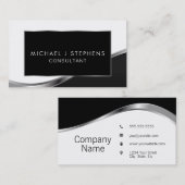 Beruflich Elegant Modernes Schwarz und Silber Visitenkarte (Vorne/Hinten)
