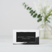 Beruflich Elegant Modernes Schwarz und Silber Visitenkarte (Stehend Vorderseite)
