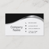 Beruflich Elegant Modernes Schwarz und Silber Visitenkarte (Rückseite)