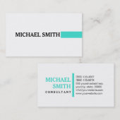 Beruflich Elegant Türkis Modernes Schlichtes Weiß Visitenkarte (Vorne/Hinten)