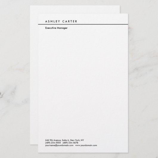 Beruflich-elegant-weiß schlicht-minimalistisch mod briefpapier (Vorne/Hinten)