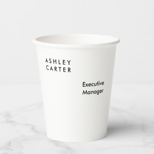 Beruflich-elegant-weiß schlicht-minimalistisch mod pappbecher (Vorderseite)