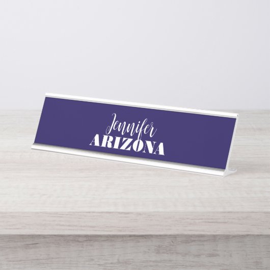 Beruflich elegante moderne minimalistisch dunkelbl schreibtischnamensplakette (Vorderseite )