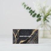 Beruflich Elegante Moderne, schwarze Goldmarmor Visitenkarte (Stehend Vorderseite)