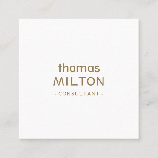 Beruflich Eleganter Minimalistischer Berater Quadratische Visitenkarte (Vorderseite)