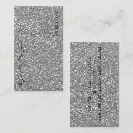 Beruflich Eleganter Moderner Silberner Glitzer Visitenkarte (Vorne/Hinten)