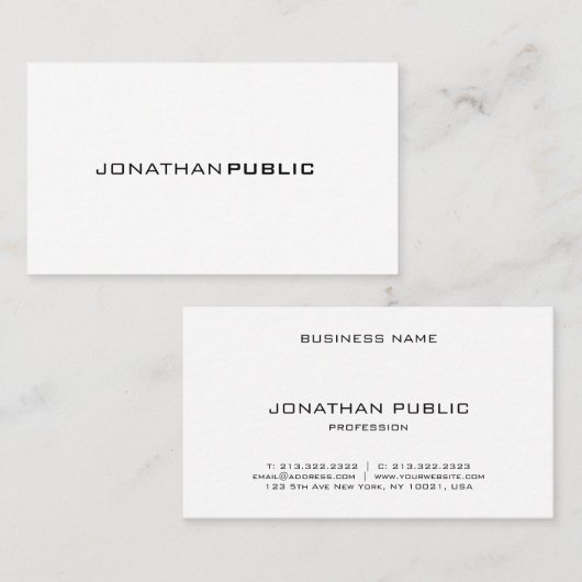 Beruflich Elegantes einfaches Design Modernes Schl Visitenkarte (Vorne/Hinten)