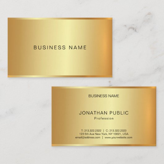 Beruflich Elegantes Glamour Gold Modernes Schlicht Visitenkarte (Vorne/Hinten)