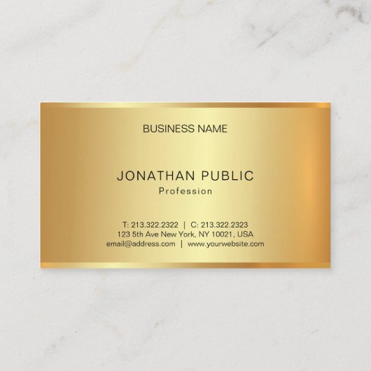 Beruflich Elegantes Glamour Gold Modernes Schlicht Visitenkarte (Rückseite)
