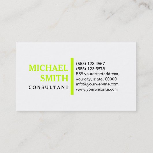 Beruflich Elegantes Limon Modernes Schlichtes Weiß Visitenkarte (Rückseite)