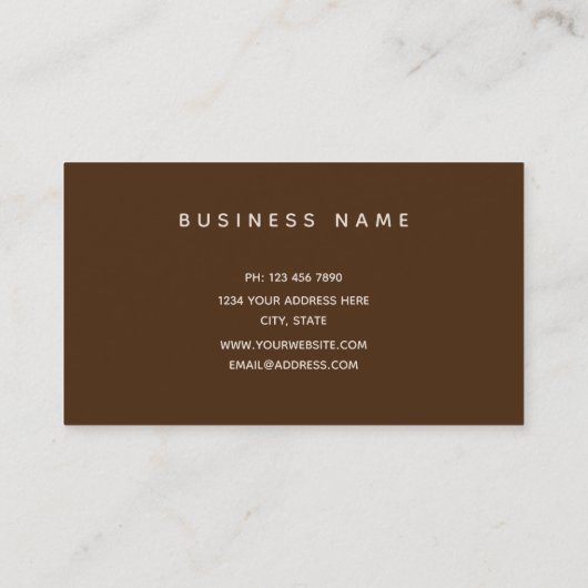 Beruflich Elegantes modernes Beige Brown Business Visitenkarte (Rückseite)
