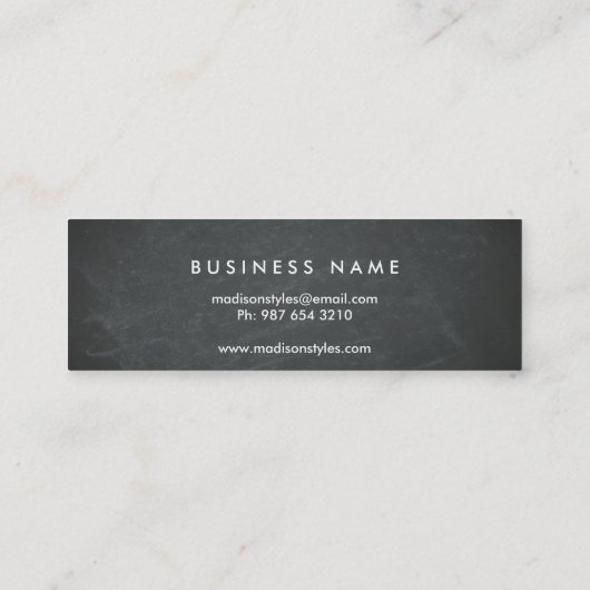 Beruflich Elegantes, modernes Schwarzes Brett Mini Mini Visitenkarte (Rückseite)
