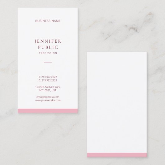 Beruflich Elegantes Rosa Modernes, Minimalistische Visitenkarte (Vorne/Hinten)