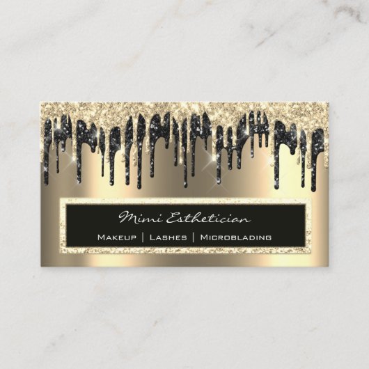 Beruflich Event Eyelash Sepia Gold Black Tropfen Visitenkarte (Vorderseite)