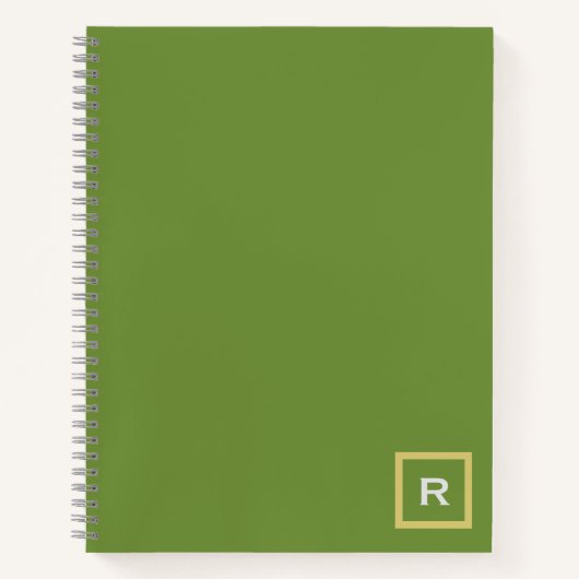 Beruflich Forest Green Solid Color Initial Notizblock (Vorderseite)