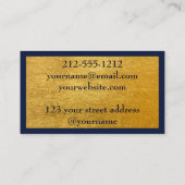 Beruflich gebürsteter Gold-Metallic-Blauer Marmor Visitenkarte (Rückseite)