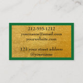 Beruflich gebürstetes Gold-Metallic-Grün Visitenkarte (Rückseite)
