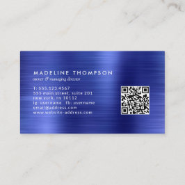 Beruflich gebürstetes Metal Royal Blue QR-Code Visitenkarte