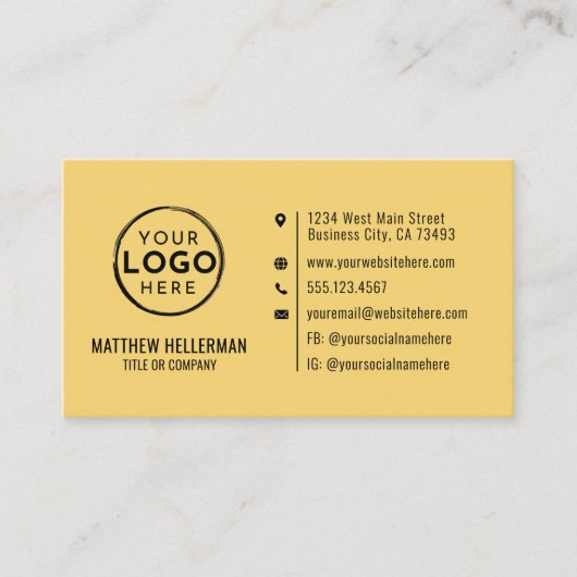 Beruflich-Gelb-Modern-Logo mit Minimalistischem QR Visitenkarte (Vorderseite)