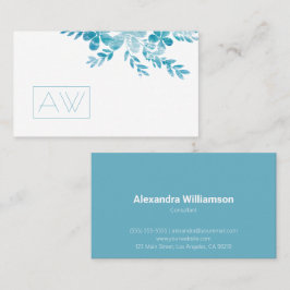 Beruflich Girl Boss Blue Floral Persönliche Marken Visitenkarte