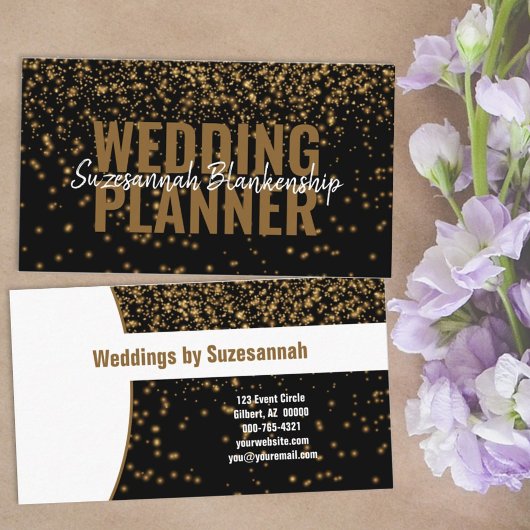 Beruflich glühende Gold Glitzer Schwarz Benutzerde Visitenkarte
