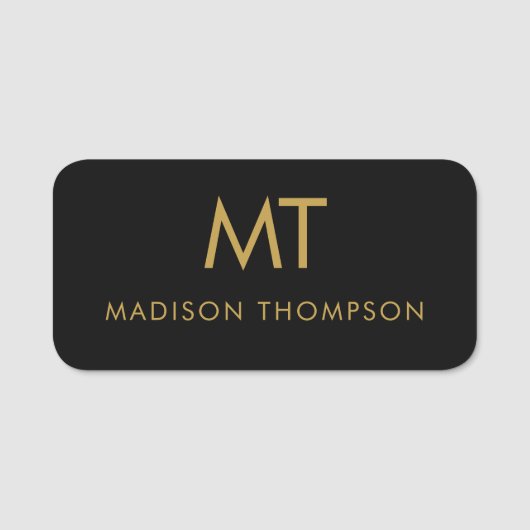 Beruflich Gold Black Employee Name Business Namensschild (Vorderseite)