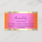 Beruflich Gold Gerahmt Elegante Rosa Orange Visitenkarte (Rückseite)