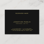 Beruflich Gold Monogram Black Elegant Schlicht Visitenkarte (Rückseite)