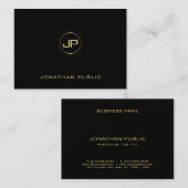 Beruflich Gold Monogram Black Elegant Schlicht Visitenkarte (Vorne/Hinten)