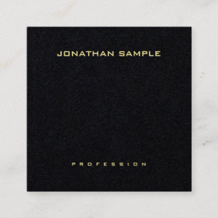 Beruflich Gold Text Elegante Sleek Premium Black Quadratische Visitenkarte