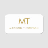 Beruflich Gold White Employee Name Business Namensschild (Vorderseite)