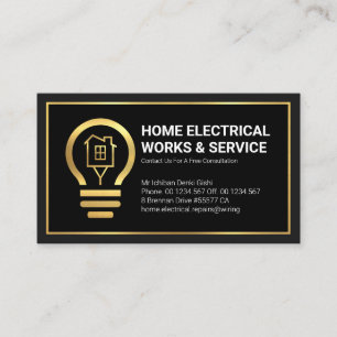 Beruflich Gold Zuhause Electric Lightbulb Visitenkarte