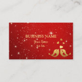 Beruflich Golden Birds Hearts Roter Shiny Rustikal Visitenkarte (Vorderseite)
