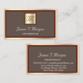 Beruflich Golden Coffee Gerahmt Maroon Monogram Visitenkarte (Vorne/Hinten)