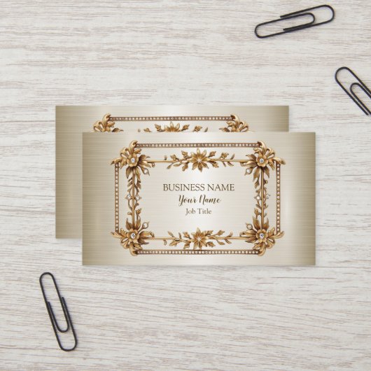 Beruflich Golden Verziert Rectangle Dimond floral Visitenkarte (Vorderseite/Rückseite Beispiel)